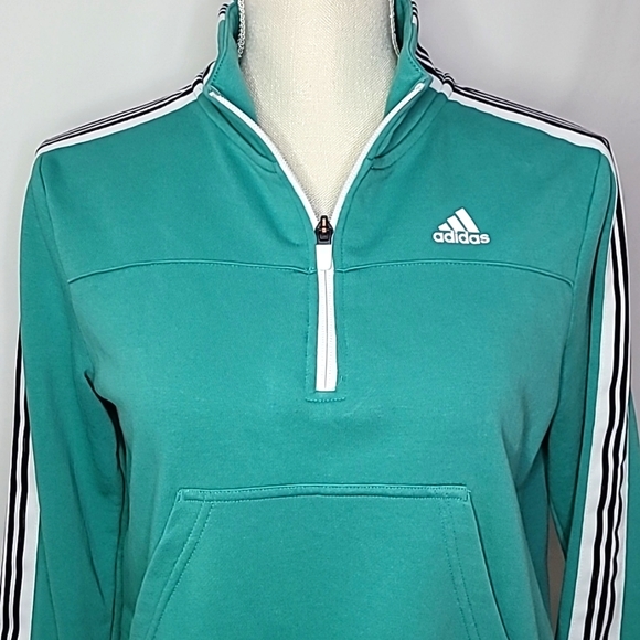 ADIDAS ▪︎ HALF-ZIP GREEN LONG SLEEVE SWEATSHIRT ▪︎ SIZE XS - Picture 1 of 9